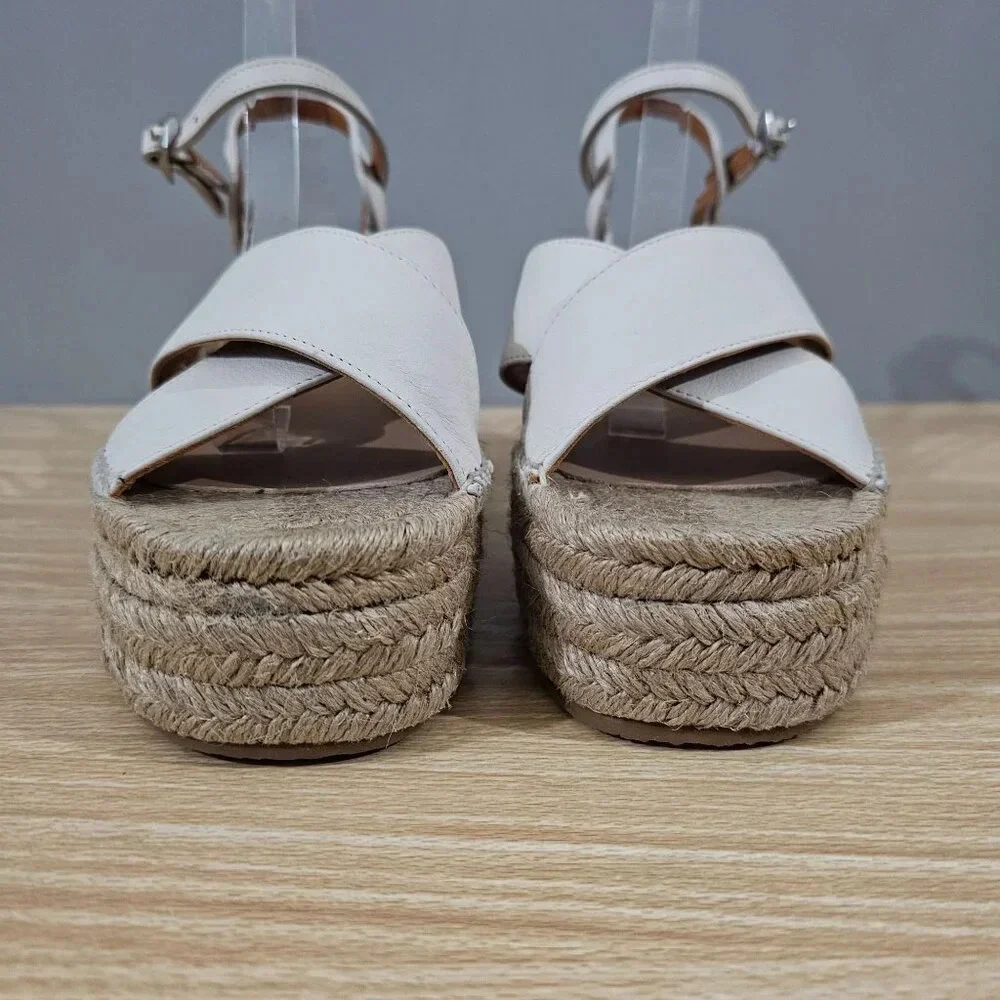 NEW Rag & Bone Hera Sandal Espadrille Platform Wedge Antique White Leather EU 41